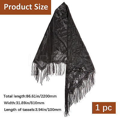 Lace Flower Detachable Polyester Shawl AJEW-WH20072-43C-1
