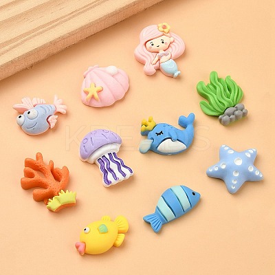 10Pcs 10 Styles Ocean Theme Opaque Resin Cabochons RESI-YW0001-53-1