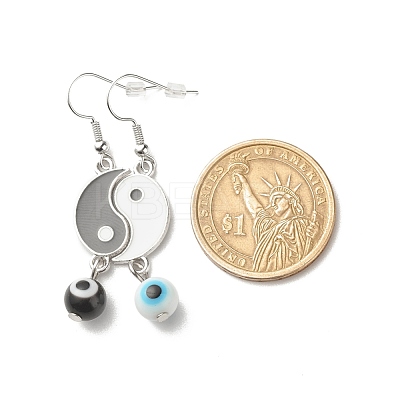 Alloy Enamel Yin Yang Matching Asymmetrical Earrings EJEW-JE04894-03-1