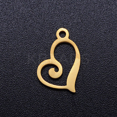 Ion Plating(IP) 304 Stainless Steel Open Heart Charms A-STAS-Q201-JN320-2-1