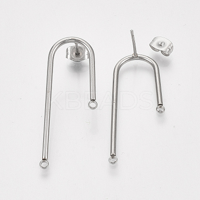 Left and Right Non-Tarnish 304 Stainless Steel Stud Earring Findings LS-X-STAS-S079-143A-1