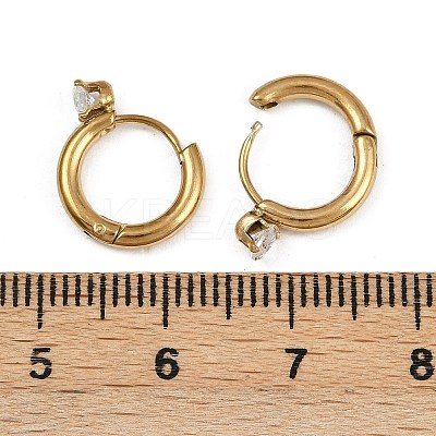 304 Stainless Steel Ring with Heart Hoop Earrings EJEW-K268-37G-1