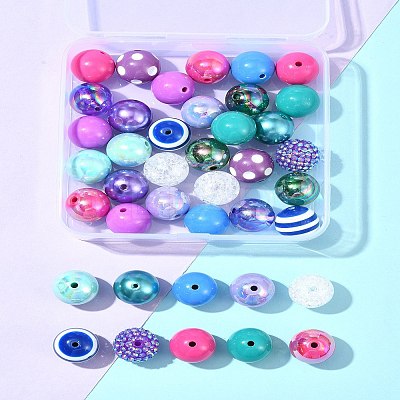 DIY Round Resin Beads and Acrylic Beads Jewelry Making Findings Kits DIY-FS0007-73-1