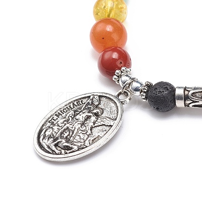 2Pcs 2 Style Style Natural Lava Rock & Mixed Stone & Synthetic Hematite Stretch Bracelets Set BJEW-JB08733-1