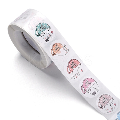 500 Adorable Round Cartoon Stickers in 6 Designs DIY-B010-01-1