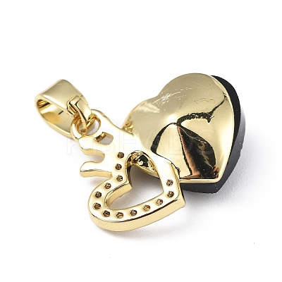 Real 18K Gold Plated Rack Plating Brass Micro Pave Clear Cubic Zirconia Pendants KK-C015-18G-09-1