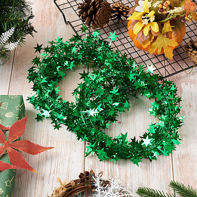 PVC Sparkly Star Metallic Garland with Iron Wire AJEW-TAC0034-08A-1