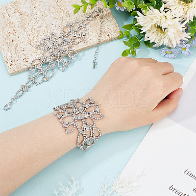 2Pcs Crystal Rhinestone Flower Link Bracelet BJEW-FG0001-02-1