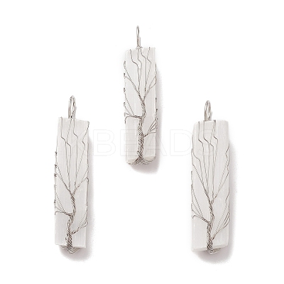 Copper Wire Wrapped Natural Selenite Big Pendants KK-E086-01P-1