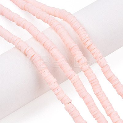 Flat Round Handmade Polymer Clay Bead Spacers CLAY-R067-4.0mm-27-1