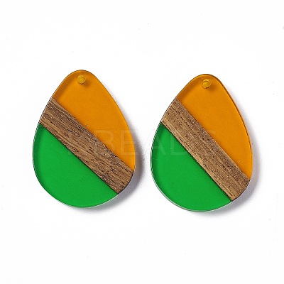 Transparent Resin & Walnut Wood Pendants RESI-M027-04I-1