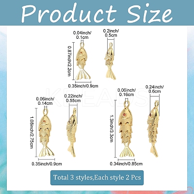 6Pcs 3 Styles Brass Micro Pave Clear Cubic Zirconia Pendants KK-YW0003-97-1