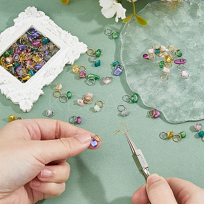 96Pcs 16 Styles Glass Pendants PALLOY-FH00075-1