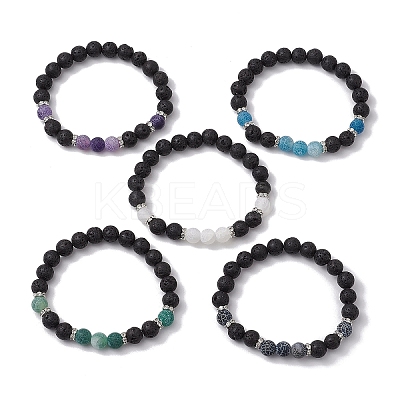 Natural Weathered Agate Stretch Bracelets BJEW-JB11101-1