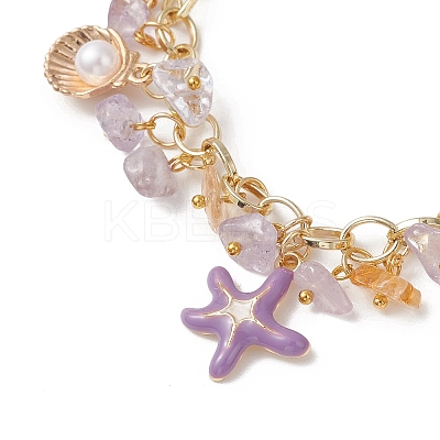 Natural Ametrine Chip Beads Bracelets BJEW-JB13155-03-1