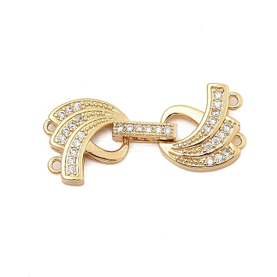 Brass Micro Pave Clear Cubic Zirconia Fold Over Clasps KK-C075-08G-1