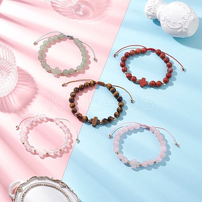 Natural Mixed Gemstone Beaded Braided Bead Bracelets for Women BJEW-JB12212-1