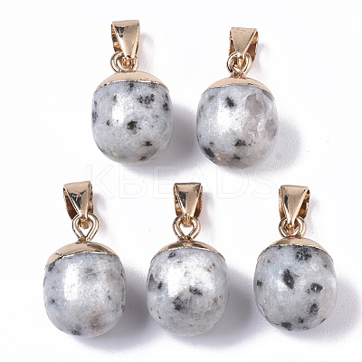 Top Golden Plated Natural Sesame Jasper Pendants G-T131-03G-1