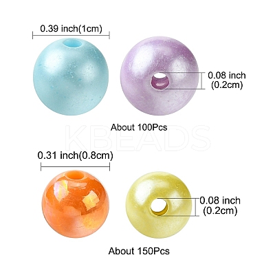 250Pcs 2 Styles Opaque Acrylic Beads MACR-FS0001-63-1