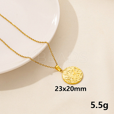 304 Stainless Steel Round Pendant Necklaces FU6316-2-1