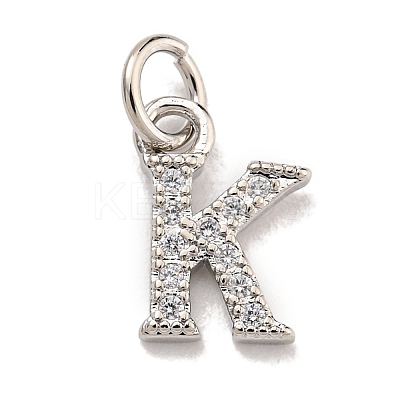 Initial Letter Brass with Cubic Zirconia Charms KK-Q814-26K-P-1