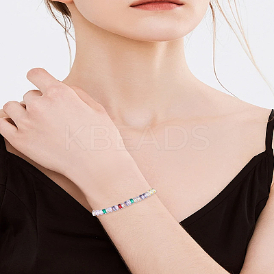 1Pc Brass Rhinestone Beads Slider Bracelets for Women BJEW-LP0002-29P-1