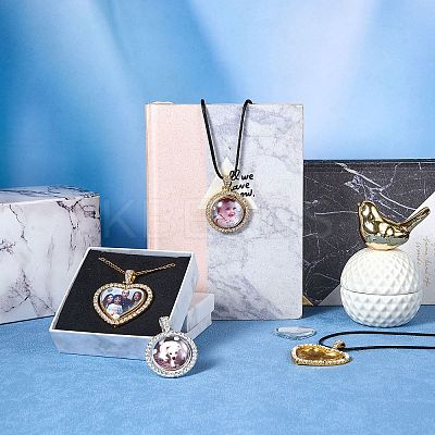 DIY Heart & Flat Round Necklace Making Kit DIY-SZ0007-31-1