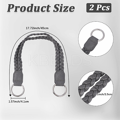 2Pcs Braided PU Leather Handles PURS-CL0001-18B-1
