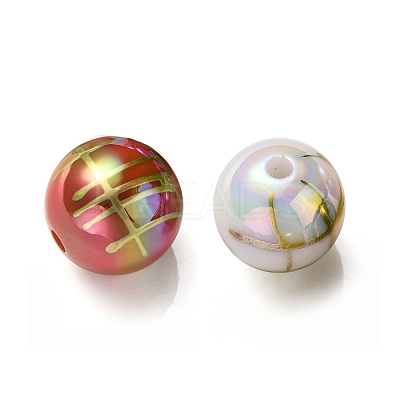 UV Plating Rainbow Iridescent Acrylic Beads PACR-E001-02-1