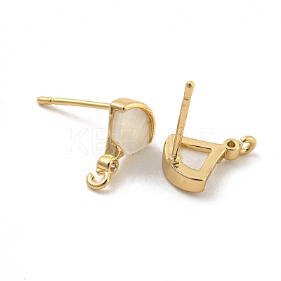 Brass Micro Pave Cubic Zirconia Stud Earrings Finding KK-P263-18KCG-1