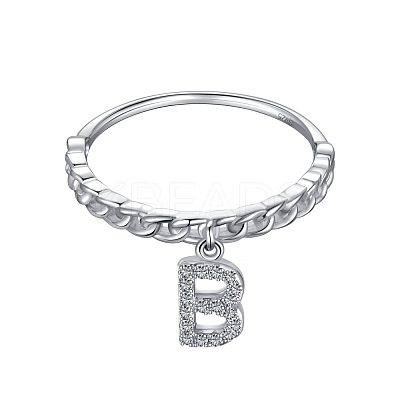 Rhodium Plated 925 Sterling Silver Micro Pave Clear Cubic Zirconia Finger Ring for Women RJEW-F150-16B-02P-1