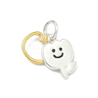 925 Sterling Silver Black Enamel Smiling Face Flower Charms STER-A051-02A-1
