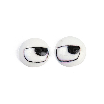 White and Black Flat Round Cartoon Resin Cabochons CRES-Q009-01C-1