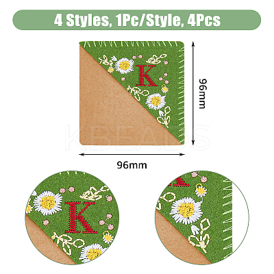 4Pcs 4 Style Felt Embroidery Bookmarks FIND-HY0003-46K-1