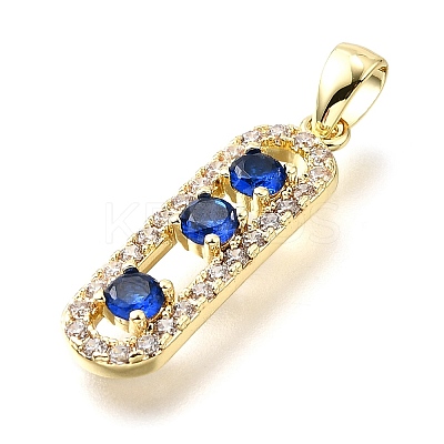 Brass Micro Pave Cubic Zirconia Pendants KK-V011-30G-B-1