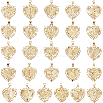 26Pcs 26 Styles Rack Plating Brass Pendants KK-SC0006-13-1