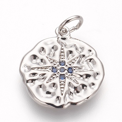 Brass Micro Pave Cubic Zirconia Pendants KK-P156-13P-02-NR-1