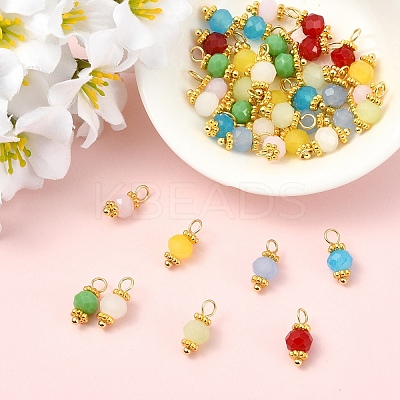 40Pcs 8 Style Glass Pendants PALLOY-YW00165-1