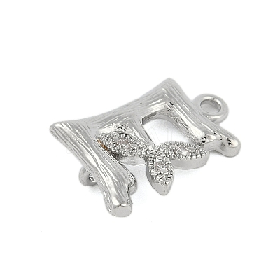 Brass Crystal Rhinestone Letter Links Connector Charms KK-S395-06P-E-1
