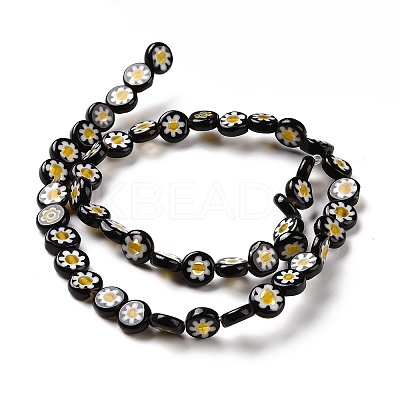 Handmade Millefiori Glass Flat Round Bead Strands LK-P011-20-1