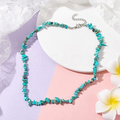 Natural Howlite Chip Beaded Necklace NJEW-JN04615-07-1