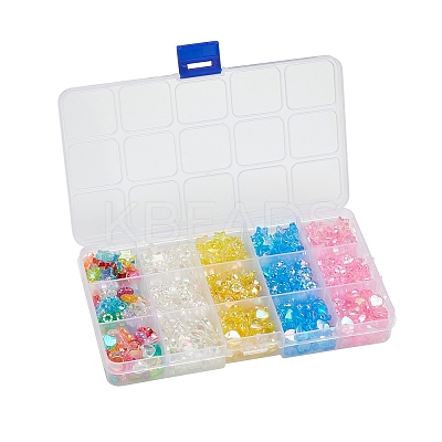 600Pcs 15 Styles Transparent Acrylic Beads TACR-YW0001-36-1