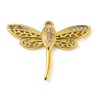 Ion Plating(IP) Real 18K Gold Plated 304 Stainless Steel Rhinestone Pendants STAS-P341-06G-01-1