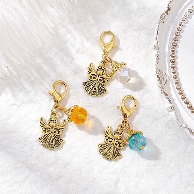 3Pcs Tibetan Style Alloy Angel Pendant Decorations HJEW-JM03837-1