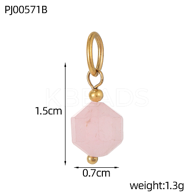 Natural Rose Quartz & Quartz Crystal & Picture Jasper Faceted Bicone Charms G-OY009-87G-1