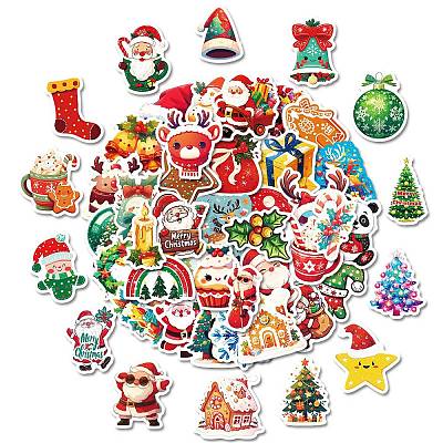 50Pcs Christmas Theme Cartoon Paper Stickers DIY-P085-05-1