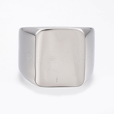 Tarnish Resistant 304 Stainless Steel Signet Band Rings for Men RJEW-G091-16-P-1