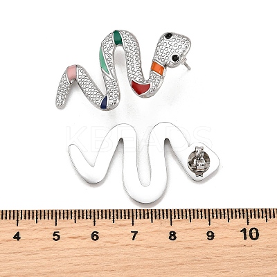 304 Stainless Steel Enamel Stud Earrings LS-EJEW-Z116-02P-1