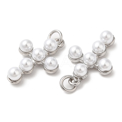 Brass Plastic Imitation Pearls Pendants KK-Q775-23P-1