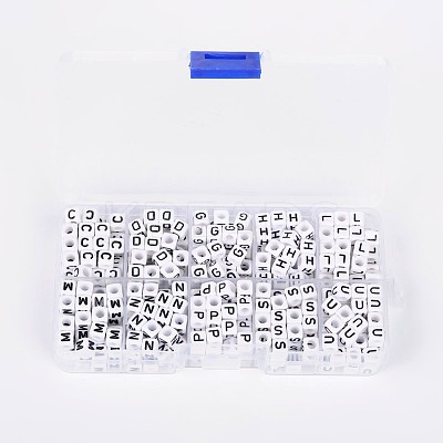 1 Box Acrylic Horizontal Hole Letter Beads SACR-X0011-B-1